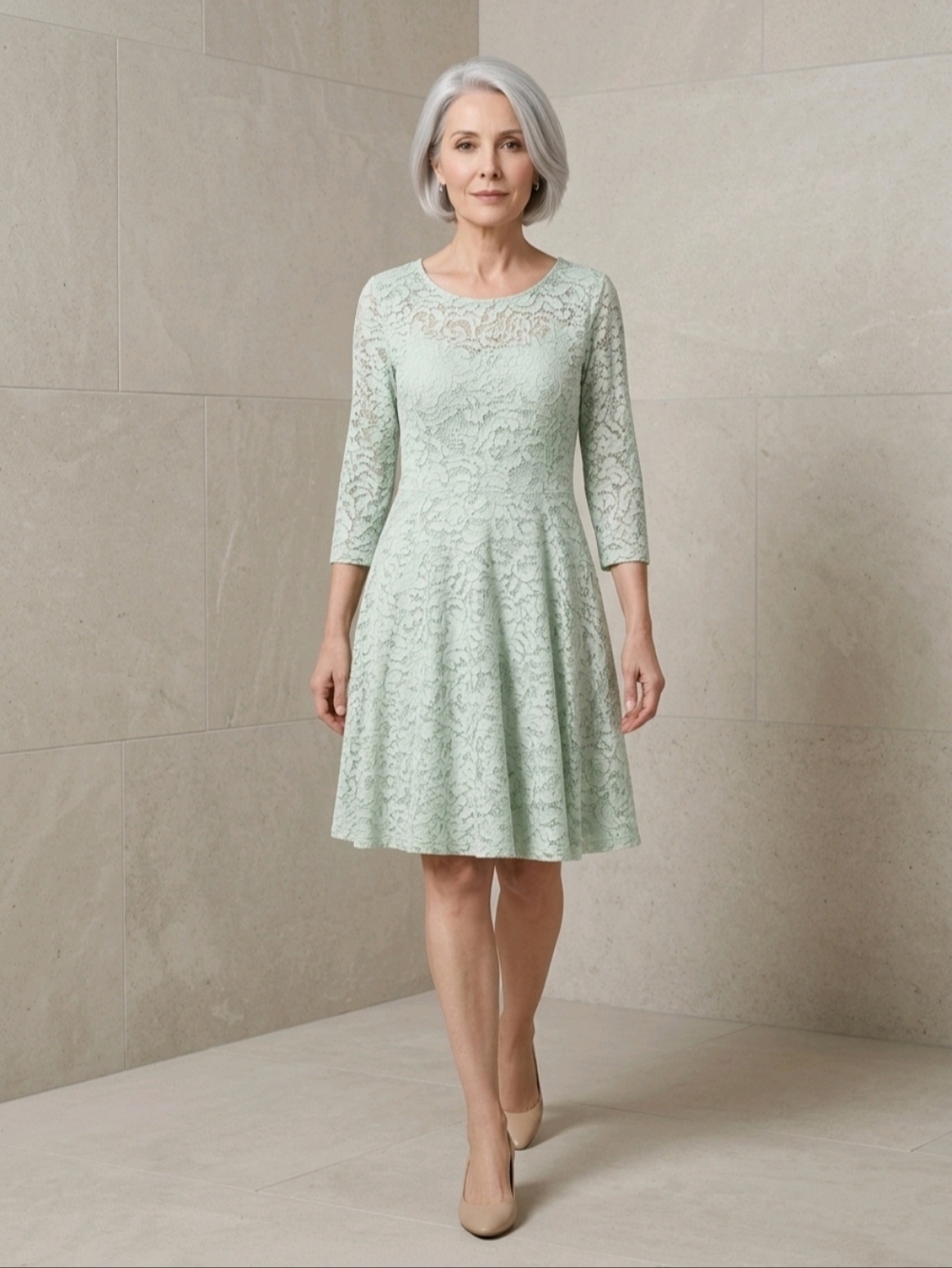 Sandy & Sid Seafoam Green  Lace Dress, Size M NWT